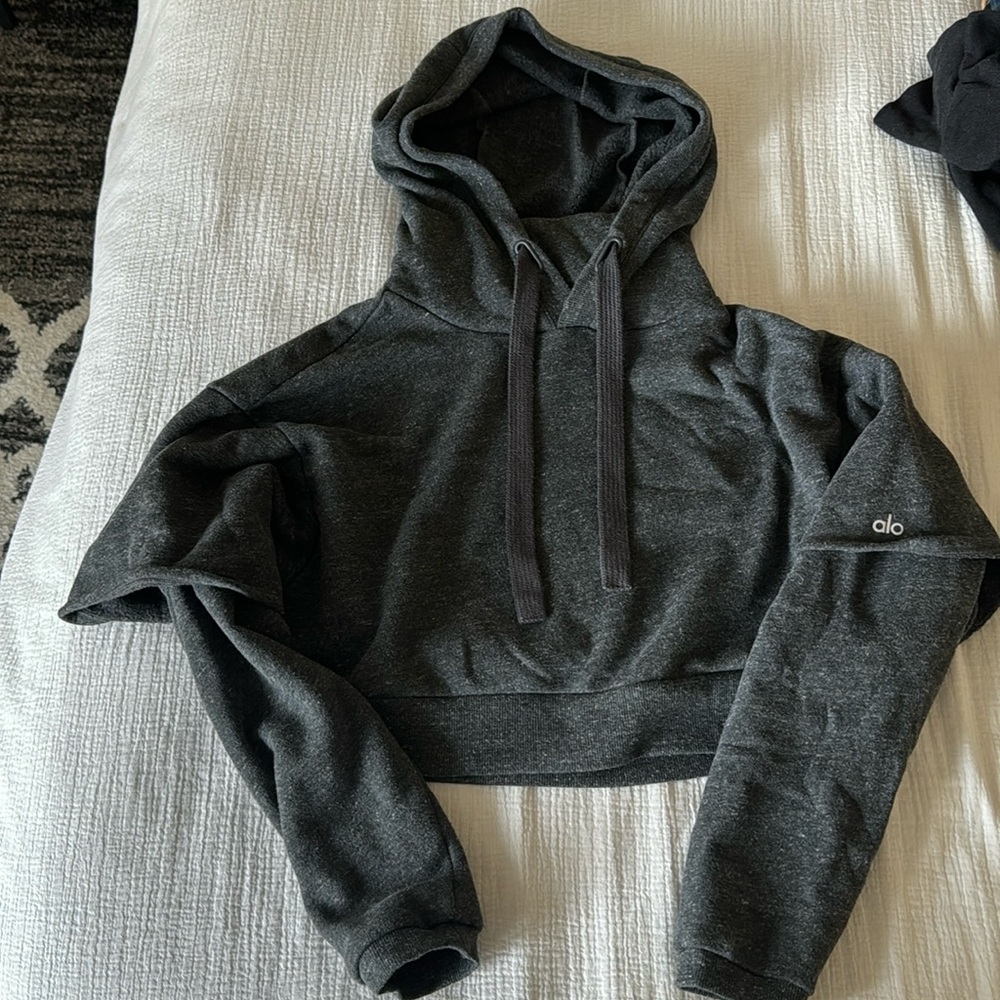 ALO Yoga grey cropped hoodie